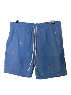 J. McLaughlin Mens Lighthouse Print Blue Swim Shorts